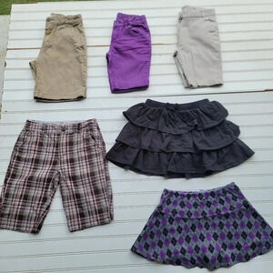 Lot of 6 Bottoms Shorts Skirt Black Purple Bermuda Girls 10 Arizona Navy 10/12